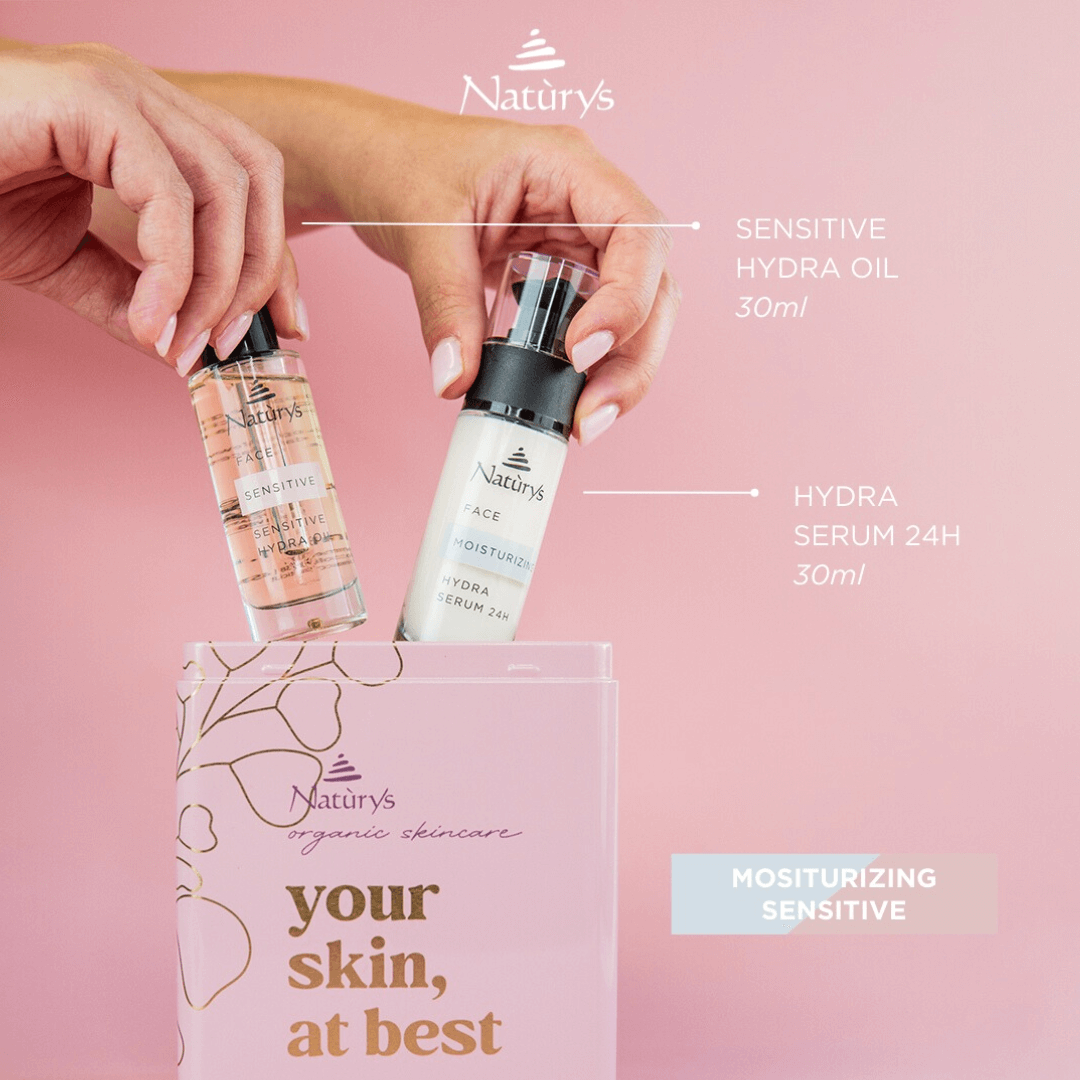 Intensyviai drėkinantis rinkinys sausai odai HYDRA SENSITIVE TAN BOX | NATURYS | MISIJA ODA
