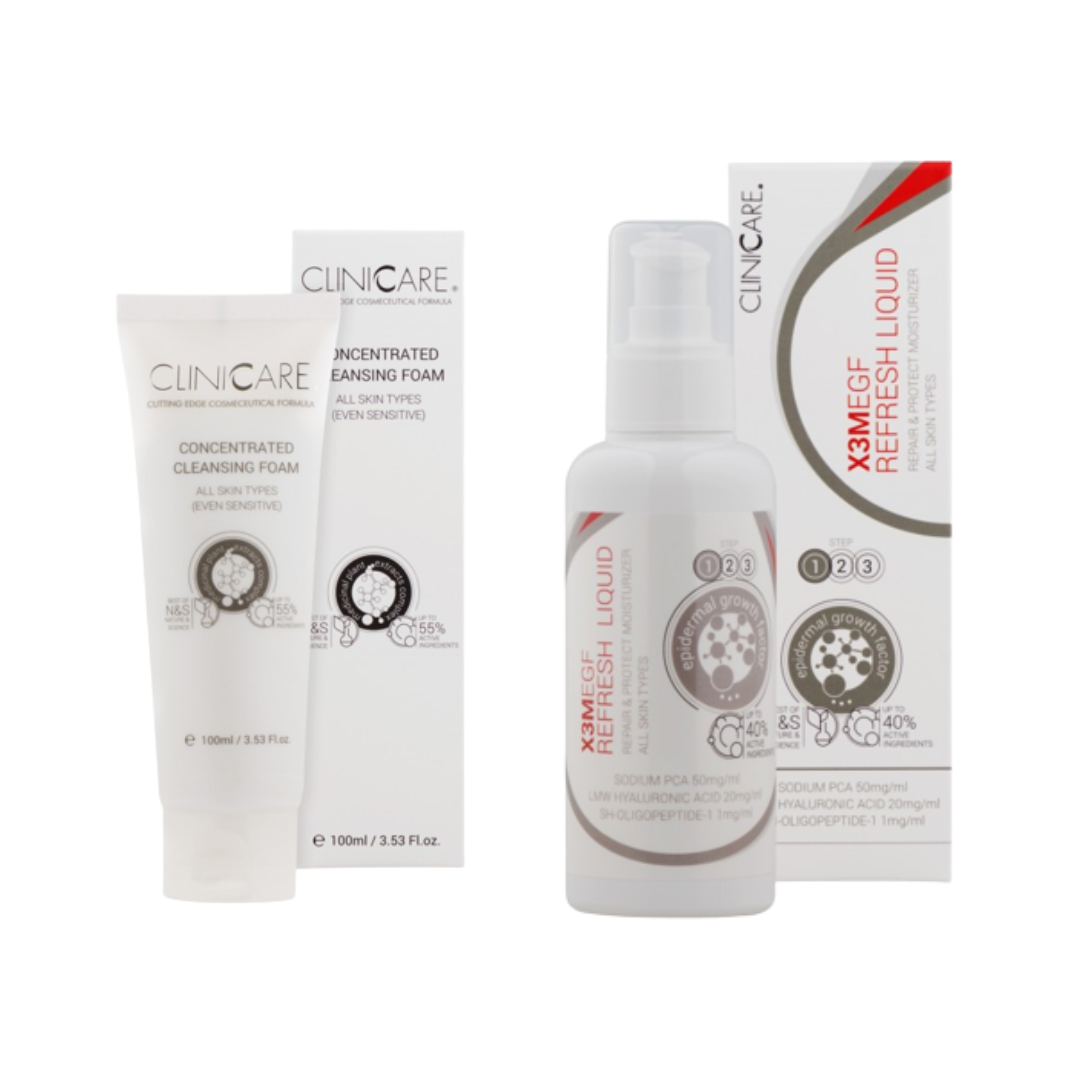 Clinicare gaivinamasis drėkinamasis rinkinys - veido prausiklis ir tonikas