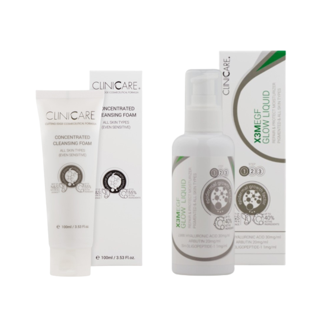 Clinicare spindesio suteikiantis rinkinys - veido parusiklis ir tonikas